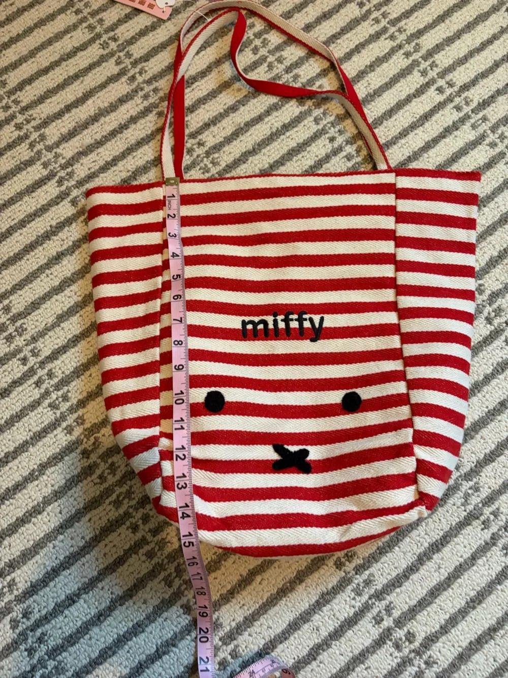 NWT Miffy Red and White Striped Tote Bag - Picture 5 of 7